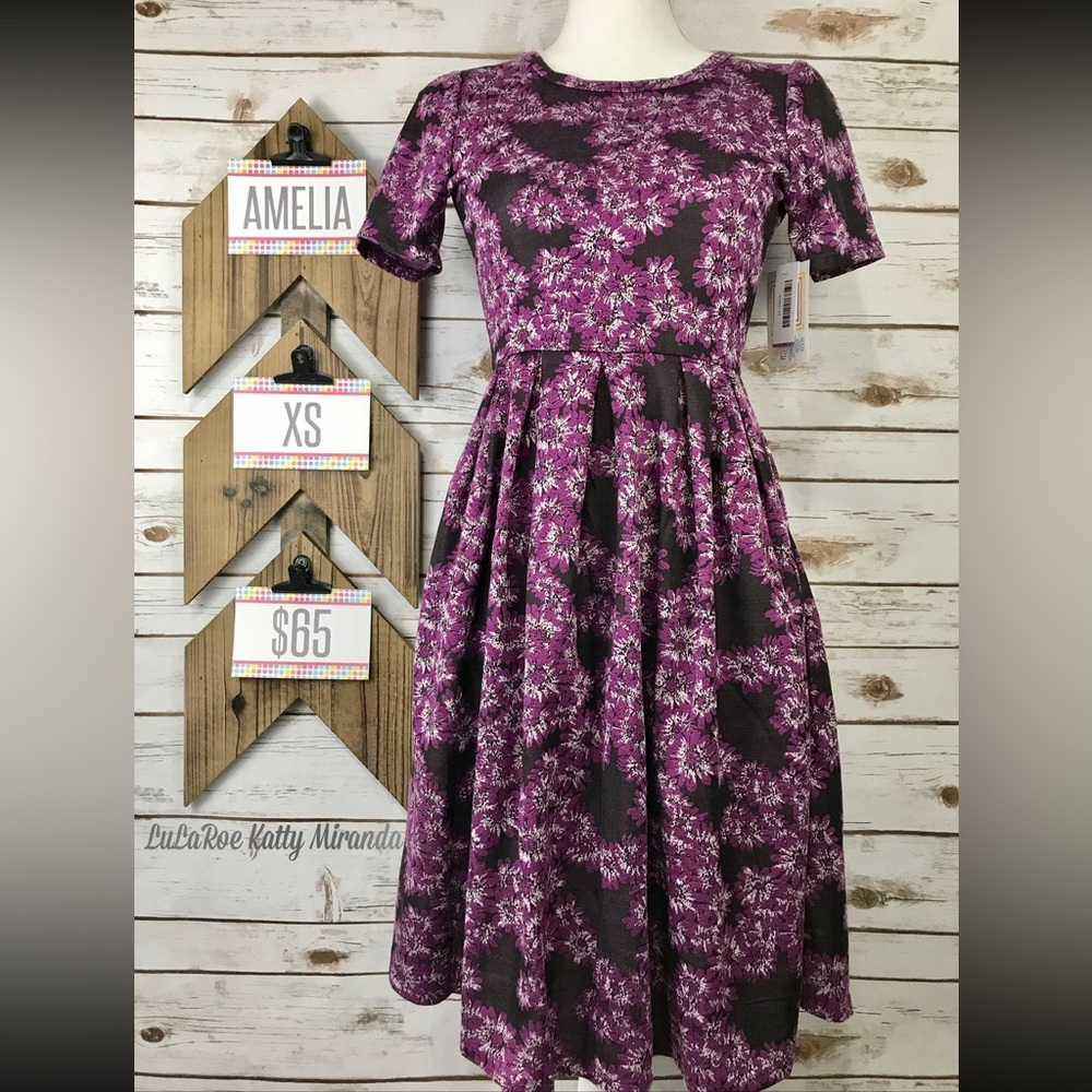 LuLaRoe Amelia Purple Floral Size XS
